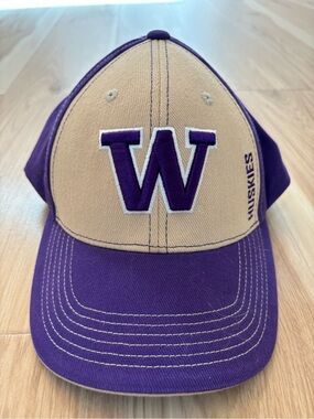 Purple & Tan 'W' Huskies Baseball Adjustable Cap